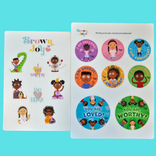Load image into Gallery viewer, Brown Joy Sticker Sheets Bundle Set
