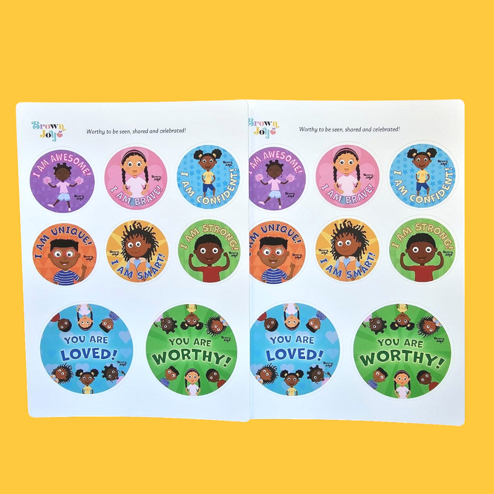 Brown Joy Affirmation Stickers, Sticker Bundle, Diverse Stickers